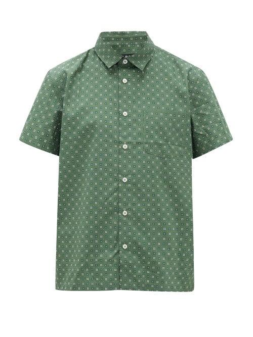 Matchesfashion.com A.p.c. - Cippi Geometric-print Cotton-blend Shirt - Mens - Green Multi