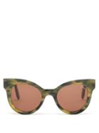 Matchesfashion.com Lapima - Ana Oversized Cat-eye Acetate Sunglasses - Womens - Green