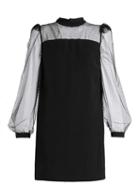 Matchesfashion.com Givenchy - Stud Embellished Crepe And Mesh Mini Dress - Womens - Black
