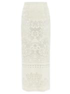 Valentino - Peonies Back-slit Cotton-blend Lace Skirt - Womens - Ivory