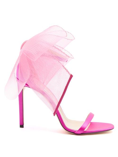 Jimmy Choo - Aveline 100 Oversized Bow Satin Sandals - Womens - Pink