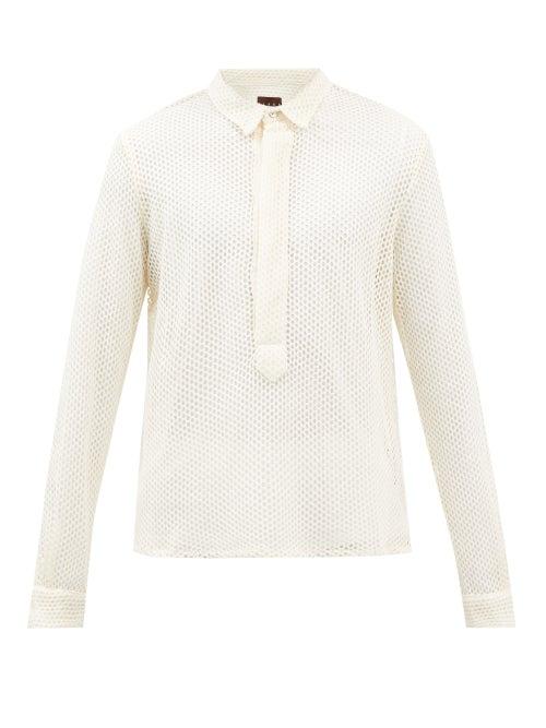 Albus Lumen - Ferias Silk-crochet Shirt - Mens - Cream