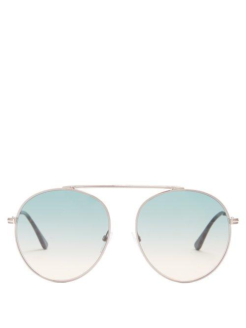 Matchesfashion.com Tom Ford Eyewear - Simone Aviator Frame Sunglasses - Womens - Blue