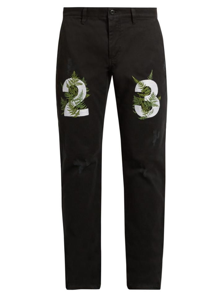Off-white Fern-embroidered Chino Trousers