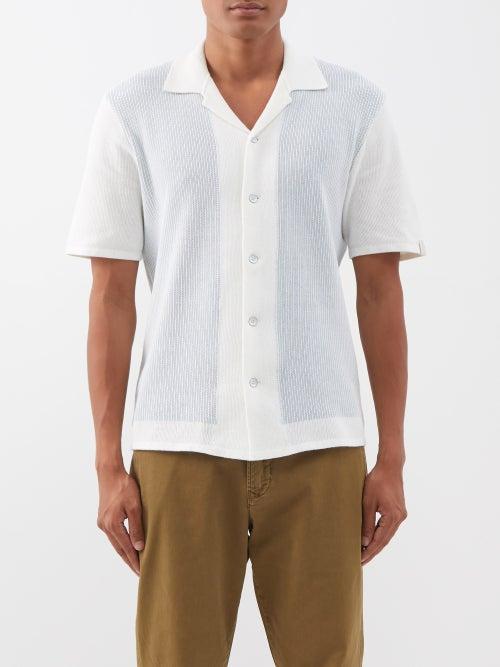 Rag & Bone - Harvey Knitted Cotton-blend Shirt - Mens - White Blue