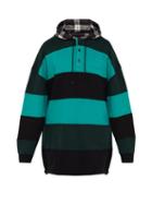 Matchesfashion.com Balenciaga - Striped Cotton Hooded Sweatshirt - Mens - Black Green