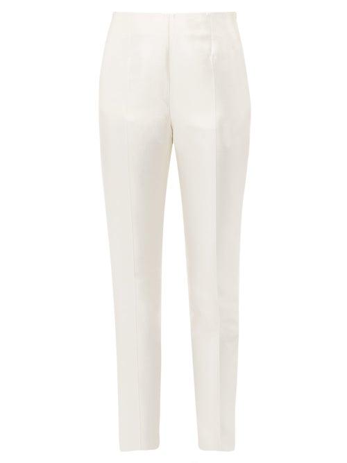 Matchesfashion.com Gabriela Hearst - Masto Silk Blend Trousers - Womens - Ivory