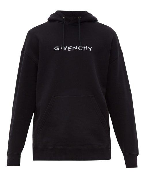 Matchesfashion.com Givenchy - Logo Embroidered Cotton Jersey Hooded Sweatshirt - Mens - Black