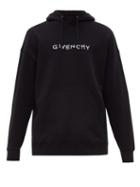 Matchesfashion.com Givenchy - Logo Embroidered Cotton Jersey Hooded Sweatshirt - Mens - Black