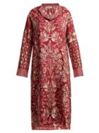 Matchesfashion.com D'ascoli - Fresco Floral Print Silk Midi Dress - Womens - Pink