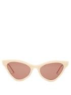 Matchesfashion.com Gucci - Cat Eye Marbled Acetate Sunglasses - Womens - Beige