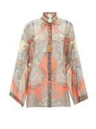 Matchesfashion.com Etro - Girasole Tie-neck Printed Silk-chiffon Blouse - Womens - Orange Multi