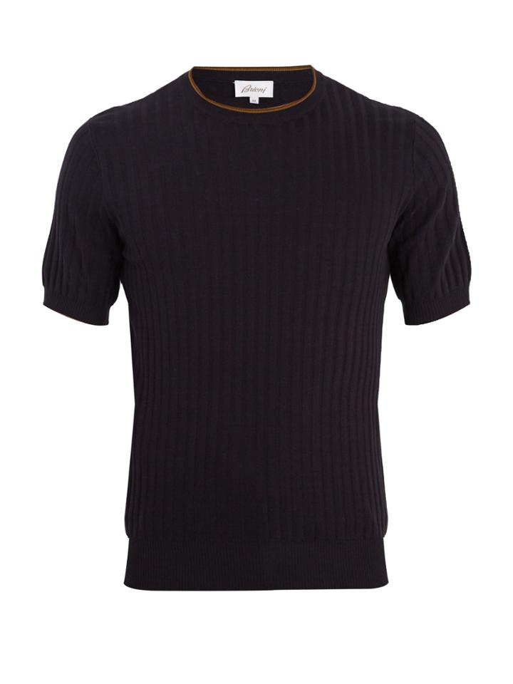 Brioni Short-sleeved Cotton-blend Sweater