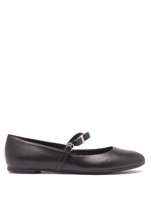 Salvatore Ferragamo - Lizz Leather Mary Jane Flats - Womens - Black