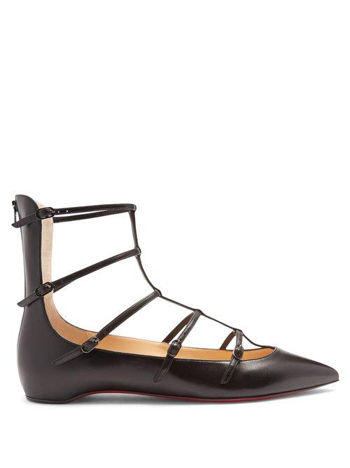 Matchesfashion.com Christian Louboutin - Toerless Muse Leather Flats - Womens - Black