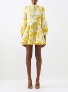 Zimmermann - Wonderland Daffodil-print Belted Mini Dress - Womens - Yellow Print