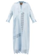 By Walid - Bibi 19th-century Linen-blend Shirt Dress - Womens - Blue