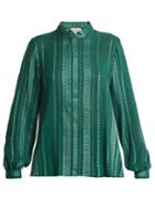 Zeus + Dione Hera Geometric-jacquard Silk-blend Blouse