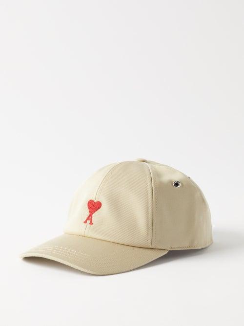 Ami - Ami De Caur-embroidered Cotton-twill Baseball Cap - Mens - Beige