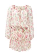 Matchesfashion.com Loveshackfancy - Popover Floral-print Silk-gauze Mini Dress - Womens - Pink Print