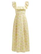 Matchesfashion.com Zimmermann - Goldie Floral Print Voile Dress - Womens - Pale Yellow
