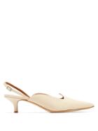 Matchesfashion.com Le Monde Beryl - Point-toe Linen Slingback Pumps - Womens - Cream