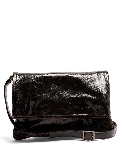 Matchesfashion.com Marc Marmel - North South Cracked Leather Messenger Bag - Mens - Black