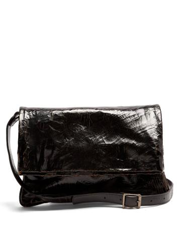 Matchesfashion.com Marc Marmel - North South Cracked Leather Messenger Bag - Mens - Black