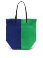 Lastframe - Bi-colour Rib-knitted Tote Bag - Womens - Green Navy