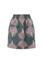 Matchesfashion.com La Doublej - Pouf Abstract Print Cotton Blend Skirt - Womens - Green Multi