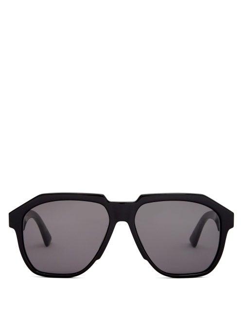 Matchesfashion.com Bottega Veneta - Aviator Acetate Sunglasses - Mens - Black