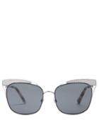 Matchesfashion.com Valentino - Cat Eye Metal Sunglasses - Womens - Black Grey