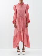 Horror Vacui - Mafalda Floral-print Cotton-poplin Dress - Womens - Red Print
