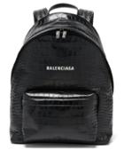 Balenciaga - Everyday Crocodile-effect Leather Backpack - Mens - Black