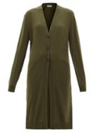 Ladies Rtw Jil Sander - Longline V-neck Wool Cardigan - Womens - Khaki
