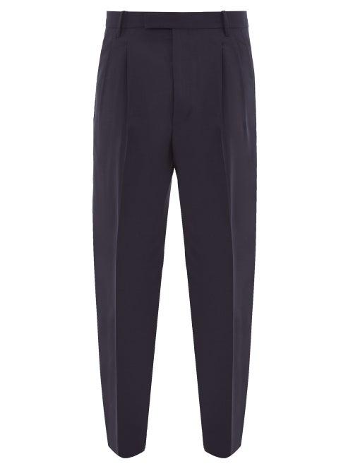 Matchesfashion.com Paul Smith - Cropped-leg Pleated Virgin Wool Trousers - Mens - Navy