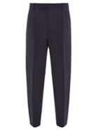 Matchesfashion.com Paul Smith - Cropped-leg Pleated Virgin Wool Trousers - Mens - Navy