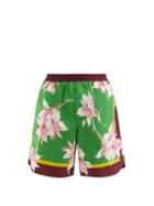 Matchesfashion.com Valentino - Lily-print Cotton-poplin Bermuda Shorts - Mens - Green