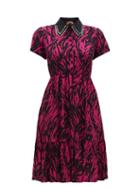 Matchesfashion.com No. 21 - Embellished Collar Zebra Print Dress - Womens - Fuchsia