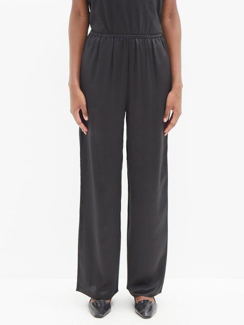 Toteme - Silk-crepe Trousers - Womens - Black