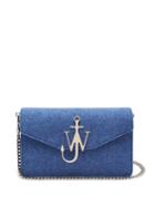 Matchesfashion.com Jw Anderson - Felt And Leather Logo Shoulder Bag - Womens - Blue