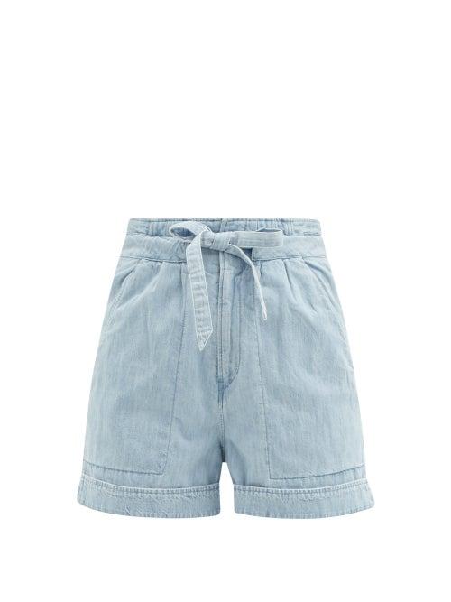 Matchesfashion.com Isabel Marant Toile - Marius High-waist Denim Shorts - Womens - Light Denim