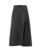 Matchesfashion.com Joseph - Barb Flared Leather Midi Skirt - Womens - Black