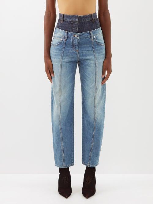 Loewe - Trompe L'oeil Double-waist Barrel-leg Jeans - Womens - Denim