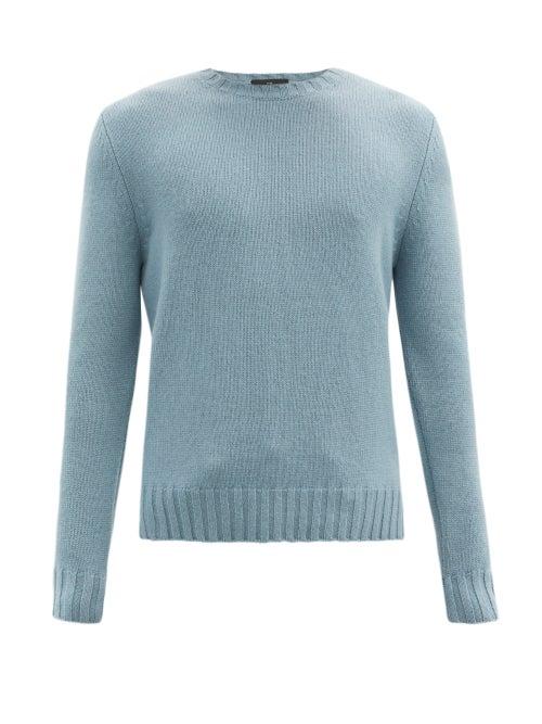 Matchesfashion.com Allude - Crew-neck Cashmere Sweater - Mens - Light Blue