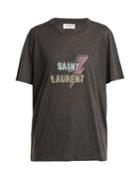 Saint Laurent Lightning-bolt And Logo-print Jersey T-shirt