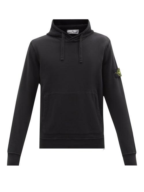 Stone Island - Logo-patch Cotton-fleece Hooded Sweatshirt - Mens - Black