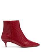 Matchesfashion.com Aquazzura - Editor 45 Crocodile Effect Leather Ankle Boots - Womens - Red