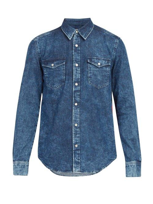 Matchesfashion.com Givenchy - Logo Side Stripe Denim Shirt - Mens - Indigo