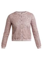 Matchesfashion.com Valentino - Round Neck Lace Cardigan - Womens - Light Pink